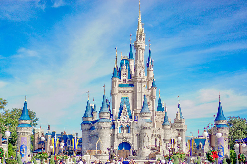 Walt Disney World - Fairy tale castle under blue sky